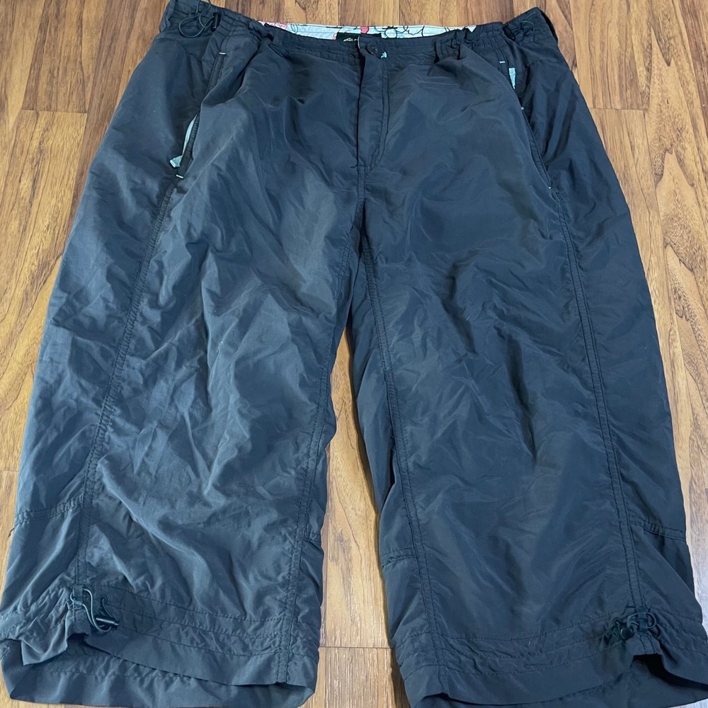 Eddie Bauer Womens 16 Black Nylon Capri Pants Hiking Outdoor Utility Lightweight
